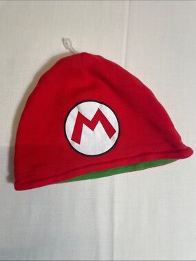 Komar Kids  Mario Luigi reversible cotton Beanie red green cap hat gamer retro